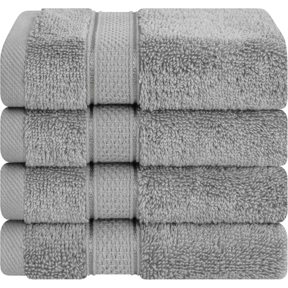 imageAmerican Soft Linen Salem Turkish Bath Towel Set 100 Cotton 600 GSM 6 Piece Towels for Bathroom 2 Bath Towels 2 Hand Towels 2 Washcloths WhiteCool Grey