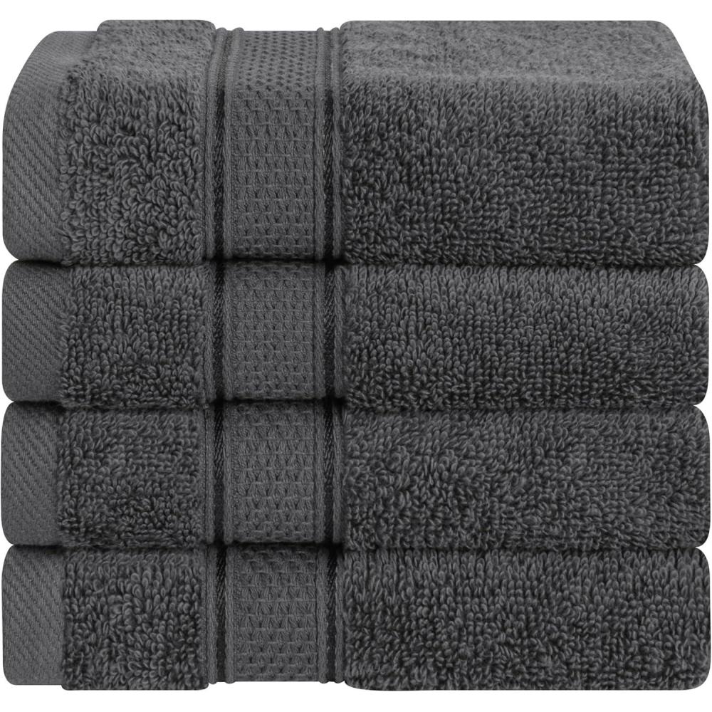 imageAmerican Soft Linen Salem Turkish Bath Towel Set 100 Cotton 600 GSM 6 Piece Towels for Bathroom 2 Bath Towels 2 Hand Towels 2 Washcloths WhiteDark Gray