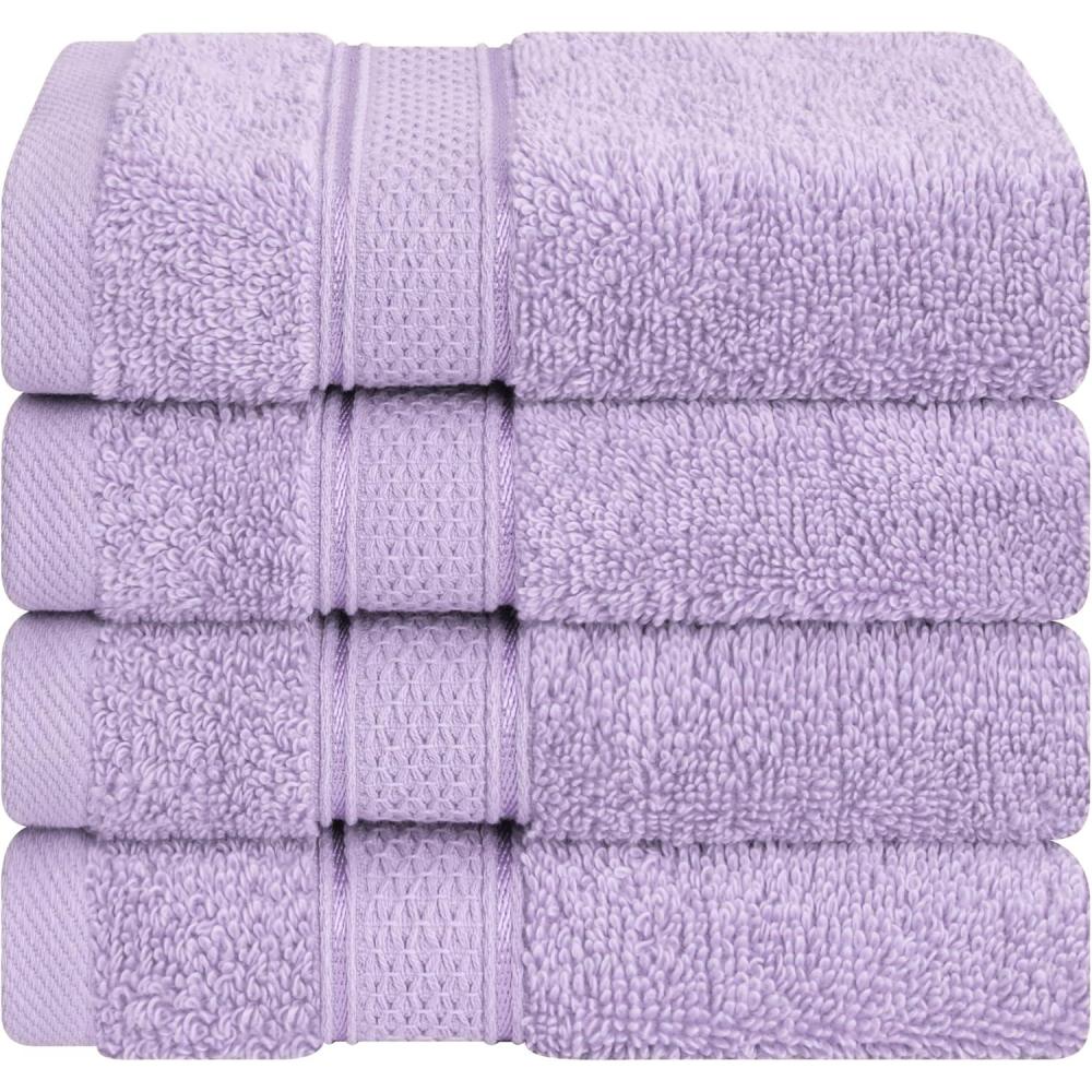 imageAmerican Soft Linen Salem Turkish Bath Towel Set 100 Cotton 600 GSM 6 Piece Towels for Bathroom 2 Bath Towels 2 Hand Towels 2 Washcloths WhiteLilac