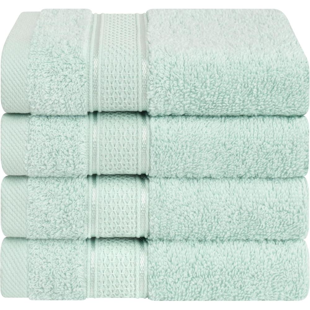 imageAmerican Soft Linen Salem Turkish Bath Towel Set 100 Cotton 600 GSM 6 Piece Towels for Bathroom 2 Bath Towels 2 Hand Towels 2 Washcloths WhiteMint Green