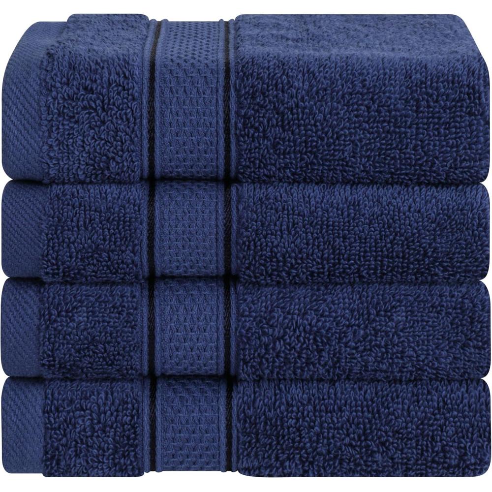 imageAmerican Soft Linen Salem Turkish Bath Towel Set 100 Cotton 600 GSM 6 Piece Towels for Bathroom 2 Bath Towels 2 Hand Towels 2 Washcloths WhiteNavy Blue