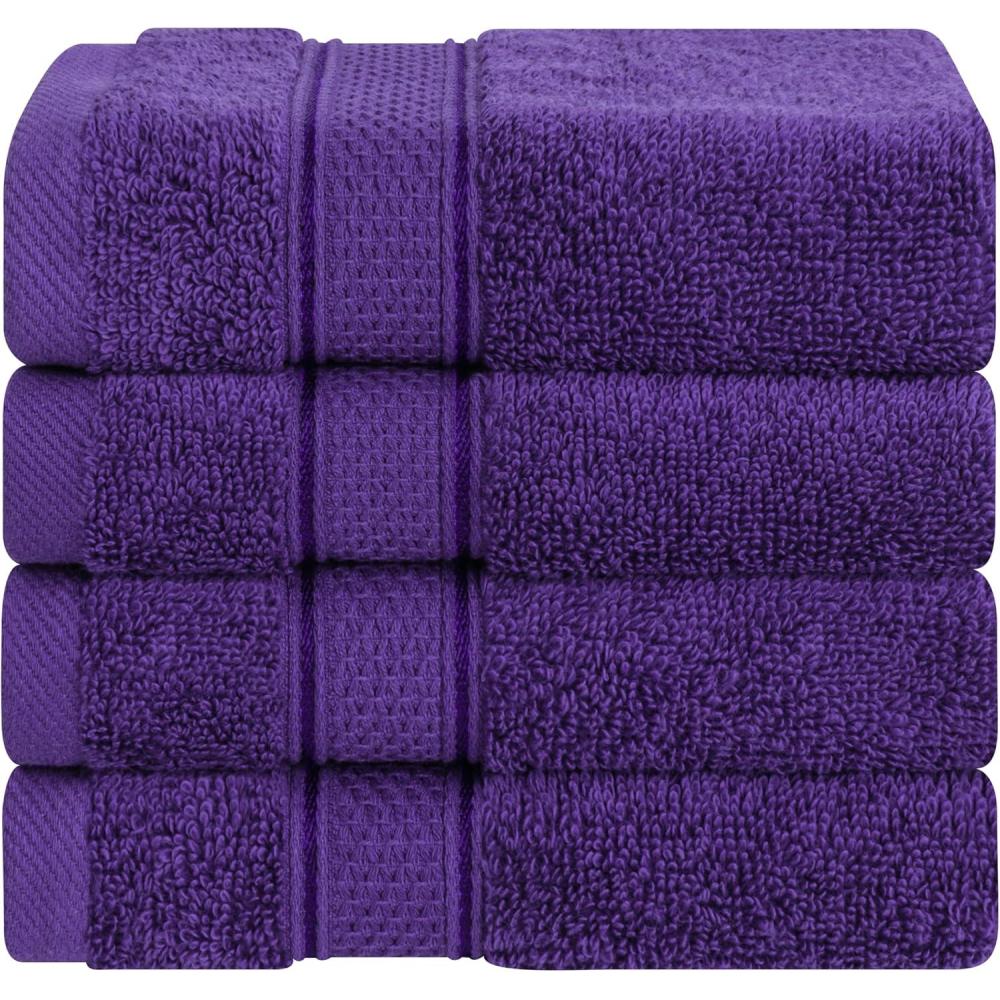 imageAmerican Soft Linen Salem Turkish Bath Towel Set 100 Cotton 600 GSM 6 Piece Towels for Bathroom 2 Bath Towels 2 Hand Towels 2 Washcloths WhiteRich Purple