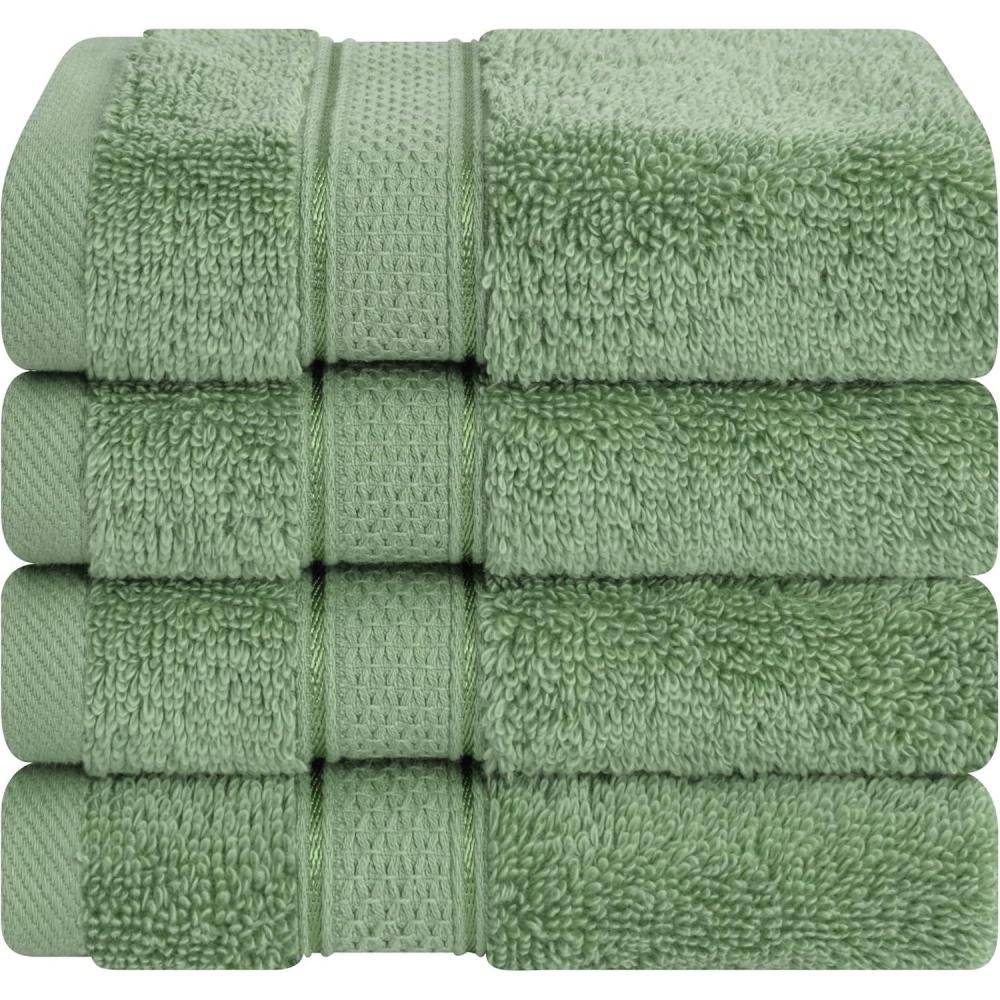 imageAmerican Soft Linen Salem Turkish Bath Towel Set 100 Cotton 600 GSM 6 Piece Towels for Bathroom 2 Bath Towels 2 Hand Towels 2 Washcloths WhiteSage Green