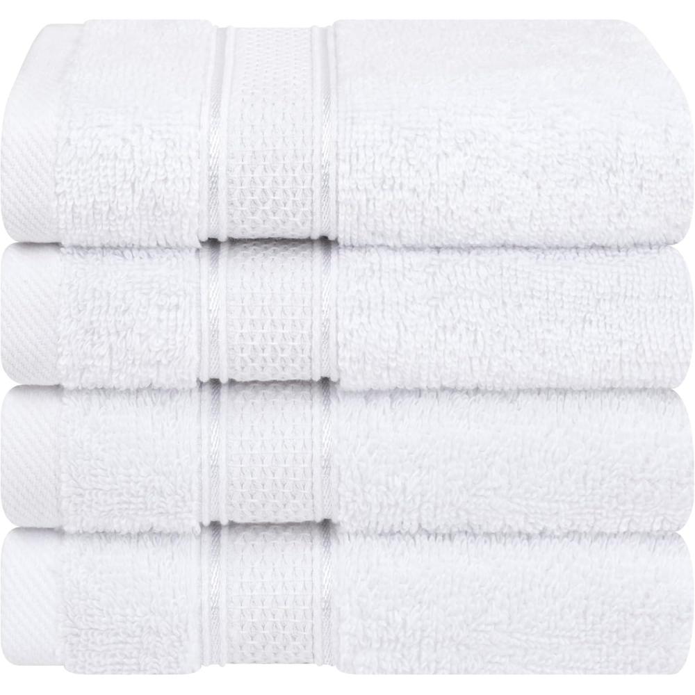imageAmerican Soft Linen Salem Turkish Bath Towel Set 100 Cotton 600 GSM 6 Piece Towels for Bathroom 2 Bath Towels 2 Hand Towels 2 Washcloths WhiteSnow White