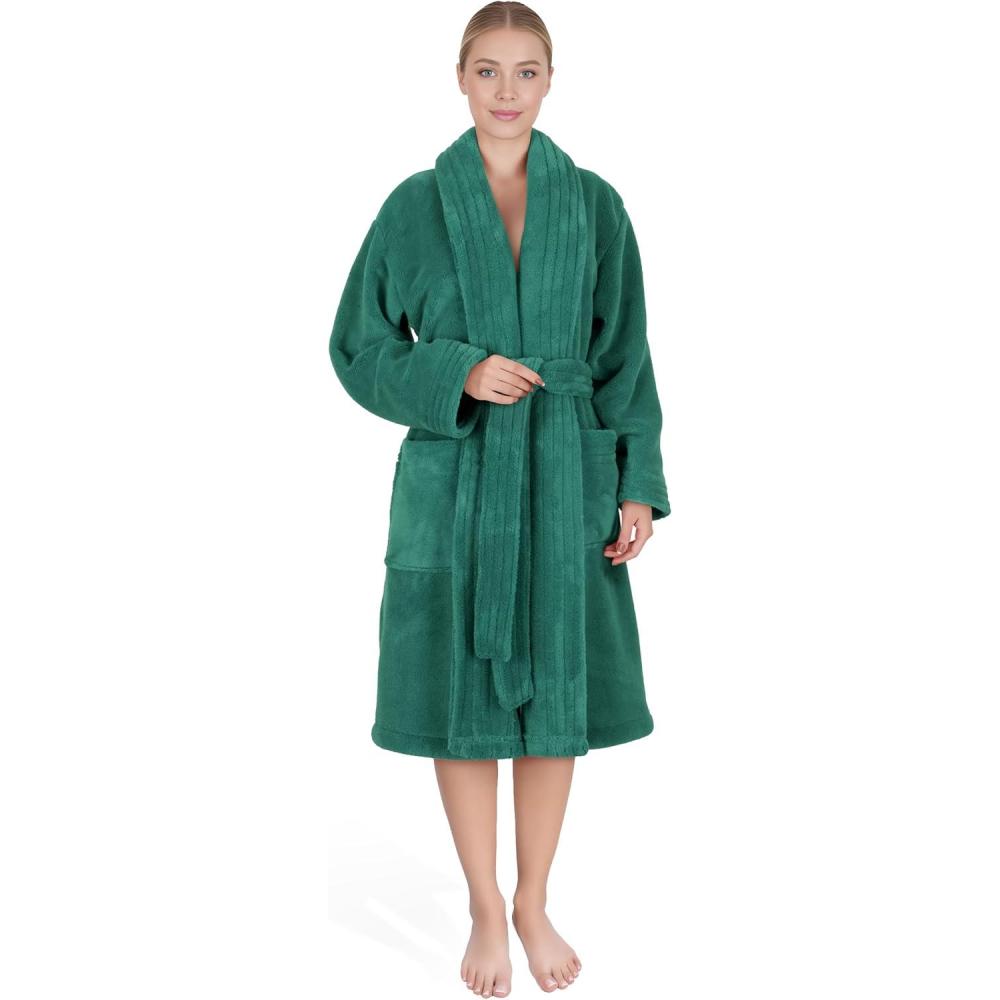 imageAmerican Soft Linen Womens Fleece Bathrobe Luxury Soft Plush Robe for Women Cozy Spa Quality Adult Bathroom Lounge RobeTeal