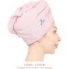 American Soft Linen 100% Cotton Hair Towels for Women, Head Towel Cap, Cotton Hair Turban Towel Wrap for Long Curly Anti Frizz Hair, Soft and Absorbent Cotton Hair Towels 2 Pack, White(Pink)