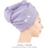 American Soft Linen 100% Cotton Hair Towels for Women, Head Towel Cap, Cotton Hair Turban Towel Wrap for Long Curly Anti Frizz Hair, Soft and Absorbent Cotton Hair Towels 2 Pack, White(Lilac)