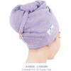 American Soft Linen 100% Cotton Hair Towels for Women, Head Towel Cap, Cotton Hair Turban Towel Wrap for Long Curly Anti Frizz Hair, Soft and Absorbent Cotton Hair Towels 2 Pack, White(Lilac)