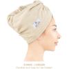 American Soft Linen 100% Cotton Hair Towels for Women, Head Towel Cap, Cotton Hair Turban Towel Wrap for Long Curly Anti Frizz Hair, Soft and Absorbent Cotton Hair Towels 2 Pack, White(Beige)
