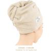 American Soft Linen 100% Cotton Hair Towels for Women, Head Towel Cap, Cotton Hair Turban Towel Wrap for Long Curly Anti Frizz Hair, Soft and Absorbent Cotton Hair Towels 2 Pack, White(Beige)
