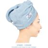 American Soft Linen 100% Cotton Hair Towels for Women, Head Towel Cap, Cotton Hair Turban Towel Wrap for Long Curly Anti Frizz Hair, Soft and Absorbent Cotton Hair Towels 2 Pack, Light Gray(Sky Blue)