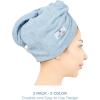 American Soft Linen 100% Cotton Hair Towels for Women, Head Towel Cap, Cotton Hair Turban Towel Wrap for Long Curly Anti Frizz Hair, Soft and Absorbent Cotton Hair Towels 2 Pack, Light Gray(Light Grey – Sky Blue)