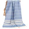 American Soft Linen 100% Cotton Turkish Peshtemal Beach Towels, 35″x60″ Size 4 Pack Swim Towels for Beach and Pool Towels, Brown(Blue)