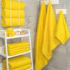 American Soft Linen 21×32 Fluffy Foamed Slip Reducer Bath Rug, Machine Washable Area Bath Mat Rugs for Bathroom, Navy Blue(Lemon Yellow)