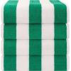 American Soft Linen Cabana Striped Beach Towels, 30×60 inch 4 Piece Oversize Pool Towels, Quick Drying Sand Free Swim Towels, Moss Green(Green)