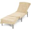 American Soft Linen Chaise Lounge Covers with Pocket, 86″x32″ Oversized Beach Pool Lounge Chair Towel, Beige(Beige Chair Towel)