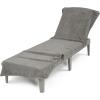 American Soft Linen Chaise Lounge Covers with Pocket, 86″x32″ Oversized Beach Pool Lounge Chair Towel, Beige(Gray Chair Towel)