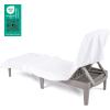 American Soft Linen Chaise Lounge Covers with Pocket, 86″x32″ Oversized Beach Pool Lounge Chair Towel, Beige(White Chair Towel)