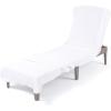 American Soft Linen Chaise Lounge Covers with Pocket, 86″x32″ Oversized Beach Pool Lounge Chair Towel, Beige(White Chair Towel)