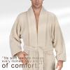 American Soft Linen Luxury Men’s Fleece Bathrobe Soft Warm Lightweight Plush Robe for Men Cozy Absorbent Spa Hotel Quality(Beige)