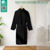 American Soft Linen Luxury Men’s Fleece Bathrobe Soft Warm Lightweight Plush Robe for Men Cozy Absorbent Spa Hotel Quality(Black)