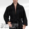 American Soft Linen Luxury Men’s Fleece Bathrobe Soft Warm Lightweight Plush Robe for Men Cozy Absorbent Spa Hotel Quality(Black)