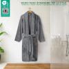 American Soft Linen Luxury Men’s Fleece Bathrobe Soft Warm Lightweight Plush Robe for Men Cozy Absorbent Spa Hotel Quality(Dark Gray)