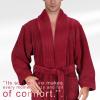 American Soft Linen Luxury Men’s Fleece Bathrobe Soft Warm Lightweight Plush Robe for Men Cozy Absorbent Spa Hotel Quality(Red)