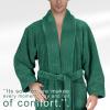 American Soft Linen Luxury Men’s Fleece Bathrobe Soft Warm Lightweight Plush Robe for Men Cozy Absorbent Spa Hotel Quality(Teal)