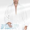 American Soft Linen Luxury Men’s Fleece Bathrobe Soft Warm Lightweight Plush Robe for Men Cozy Absorbent Spa Hotel Quality(White)