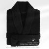 American Soft Linen Men’s 100% Cotton Terry Bathrobe – Soft, Absorbent, Quick Dry Turkish Robe for Men(Black)