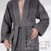 American Soft Linen Men’s 100% Cotton Terry Bathrobe – Soft, Absorbent, Quick Dry Turkish Robe for Men(Dark Gray)