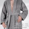 American Soft Linen Men’s 100% Cotton Terry Bathrobe – Soft, Absorbent, Quick Dry Turkish Robe for Men(Light Grey)