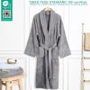 American Soft Linen Men’s 100% Cotton Terry Bathrobe – Soft, Absorbent, Quick Dry Turkish Robe for Men(Light Grey)