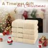 American Soft Linen Salem Turkish Bath Towel Set, 100% Cotton 600 GSM 6 Piece Towels for Bathroom, 2 Bath Towels 2 Hand Towels 2 Washcloths, White(Beige)