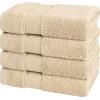 American Soft Linen Salem Turkish Bath Towel Set, 100% Cotton 600 GSM 6 Piece Towels for Bathroom, 2 Bath Towels 2 Hand Towels 2 Washcloths, White(Beige)