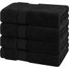 American Soft Linen Salem Turkish Bath Towel Set, 100% Cotton 600 GSM 6 Piece Towels for Bathroom, 2 Bath Towels 2 Hand Towels 2 Washcloths, White(Black)
