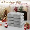 American Soft Linen Salem Turkish Bath Towel Set, 100% Cotton 600 GSM 6 Piece Towels for Bathroom, 2 Bath Towels 2 Hand Towels 2 Washcloths, White(Cool Grey)