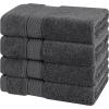 American Soft Linen Salem Turkish Bath Towel Set, 100% Cotton 600 GSM 6 Piece Towels for Bathroom, 2 Bath Towels 2 Hand Towels 2 Washcloths, White(Dark Gray)