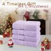 American Soft Linen Salem Turkish Bath Towel Set, 100% Cotton 600 GSM 6 Piece Towels for Bathroom, 2 Bath Towels 2 Hand Towels 2 Washcloths, White(Lilac)