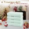American Soft Linen Salem Turkish Bath Towel Set, 100% Cotton 600 GSM 6 Piece Towels for Bathroom, 2 Bath Towels 2 Hand Towels 2 Washcloths, White(Mint Green)