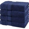American Soft Linen Salem Turkish Bath Towel Set, 100% Cotton 600 GSM 6 Piece Towels for Bathroom, 2 Bath Towels 2 Hand Towels 2 Washcloths, White(Navy Blue)