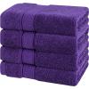 American Soft Linen Salem Turkish Bath Towel Set, 100% Cotton 600 GSM 6 Piece Towels for Bathroom, 2 Bath Towels 2 Hand Towels 2 Washcloths, White(Rich Purple)