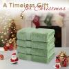 American Soft Linen Salem Turkish Bath Towel Set, 100% Cotton 600 GSM 6 Piece Towels for Bathroom, 2 Bath Towels 2 Hand Towels 2 Washcloths, White(Sage Green)