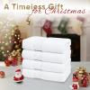 American Soft Linen Salem Turkish Bath Towel Set, 100% Cotton 600 GSM 6 Piece Towels for Bathroom, 2 Bath Towels 2 Hand Towels 2 Washcloths, White(Snow White)