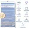 American Soft Linen Turkish Peshtemal Beach Towels, 40″ x 70″ Size 4 Pack Swim Towels for Beach and Pool Towels, Blue Stripe(Blue)