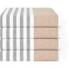 American Soft Linen Turkish Peshtemal Beach Towels, 40″ x 70″ Size 4 Pack Swim Towels for Beach and Pool Towels, Blue Stripe(Brown)