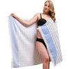 American Soft Linen Turkish Peshtemal Beach Towels, 40″ x 70″ Size 4 Pack Swim Towels for Beach and Pool Towels, Blue Stripe(Royal Blue)