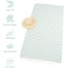 American Soft Linen Turkish Peshtemal Beach Towels, 40″ x 70″ Size 4 Pack Swim Towels for Beach and Pool Towels, Blue Stripe(Turquoise)