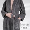 American Soft Linen Women’s 100% Cotton Terry Bathrobe – Soft, Absorbent, Quick Dry Turkish Robes for Women Quality Housecoat(Dark Gray)